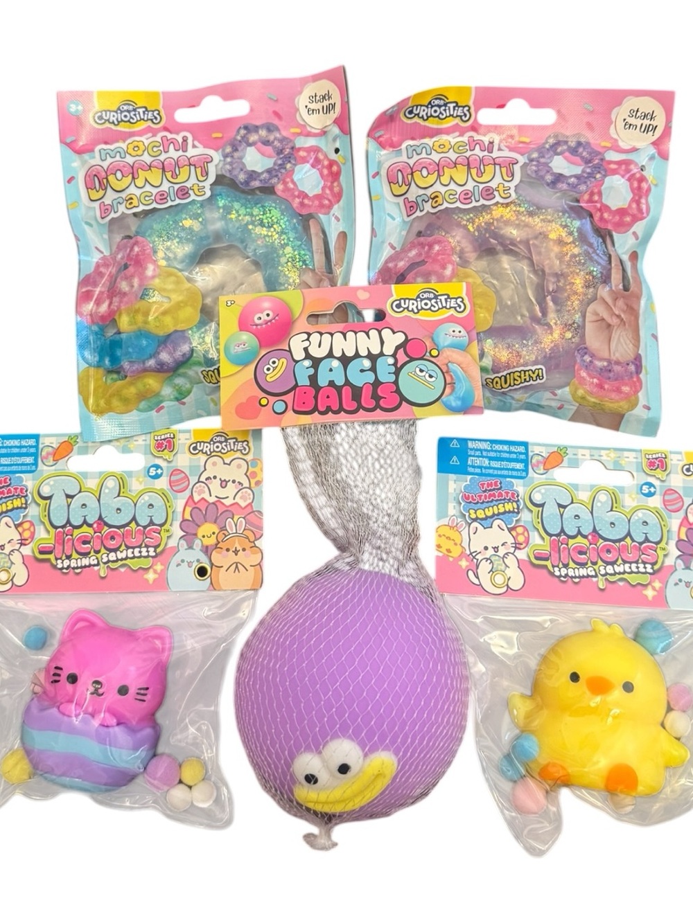 Funny Face Ball, Taba & Mochi Donut Bracelet bundle!